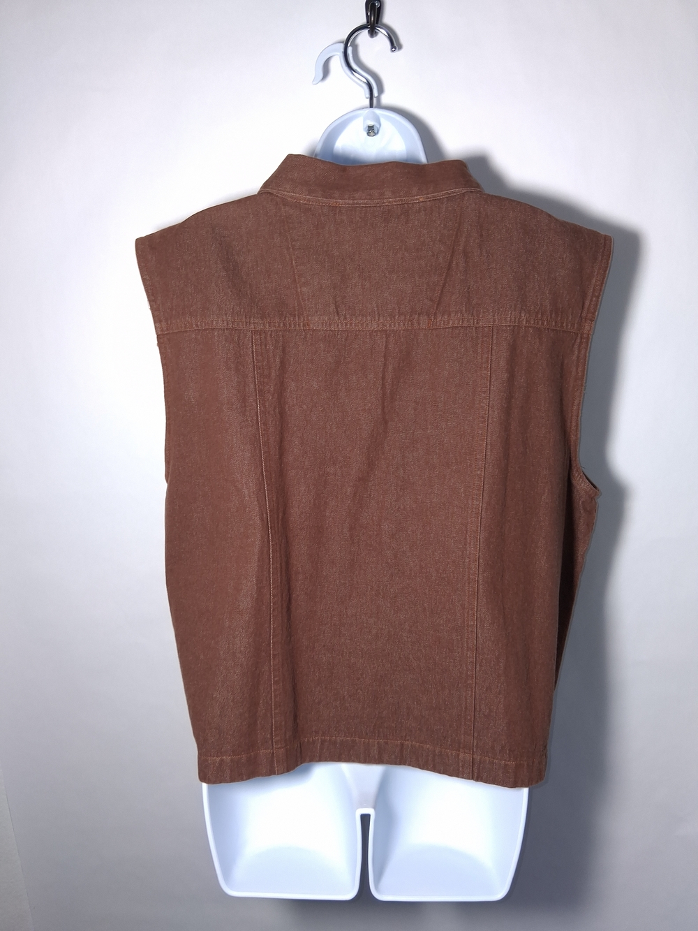 Sleeveless Button-Front Brown Shirt Vest Size 2 XL - Picture 6 of 8